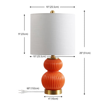 Daphne 20" Ribbed Metal/Glass LED Table Lamp